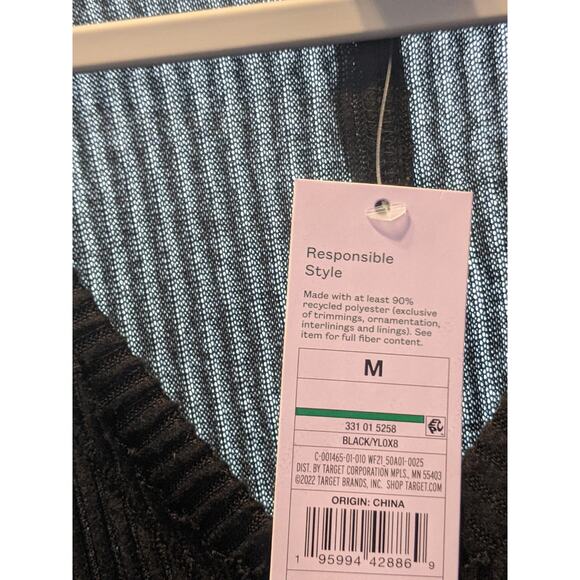 Wild Fable Sweater‎ Long Sleeve VNeck Cozy Ribbed Top Black M Side Slit Oversize - Picture 5 of 6